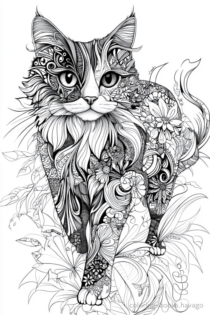 エレガントな猫 大人の塗り絵 | ハバゴ
