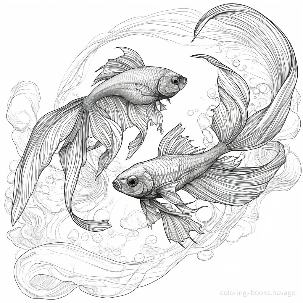 美しい魚 大人の塗り絵 | ハバゴ
