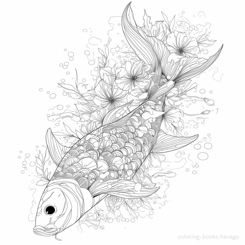 美しい魚 大人の塗り絵 | ハバゴ