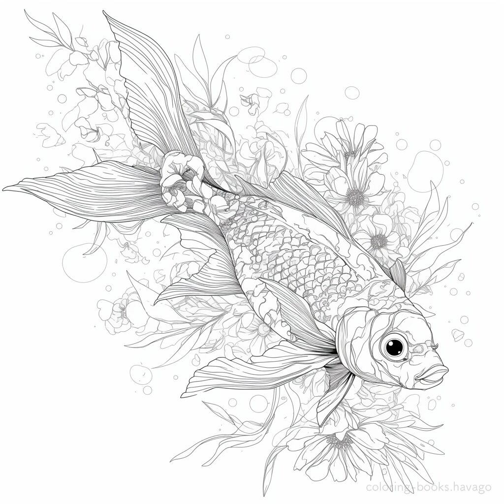 美しい魚 大人の塗り絵 | ハバゴ