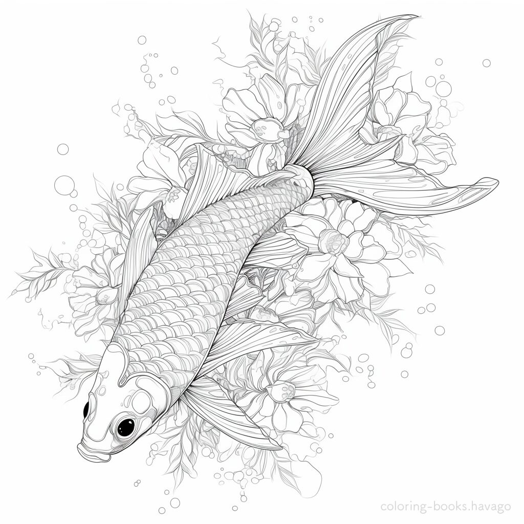 美しい魚 大人の塗り絵 | ハバゴ