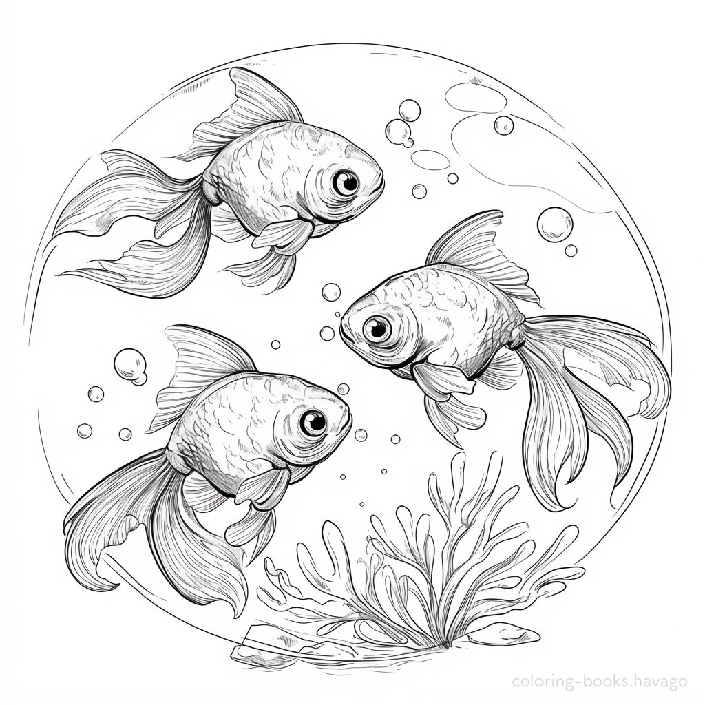 美しい魚 大人の塗り絵 | ハバゴ