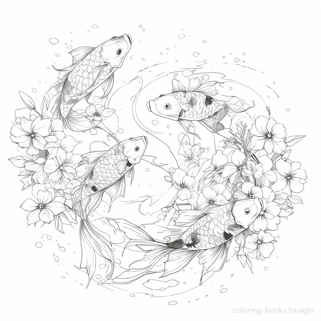 美しい魚 大人の塗り絵 | ハバゴ