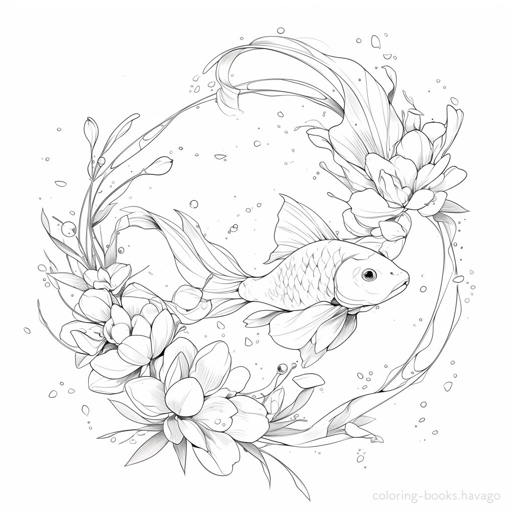 美しい魚 大人の塗り絵 | ハバゴ