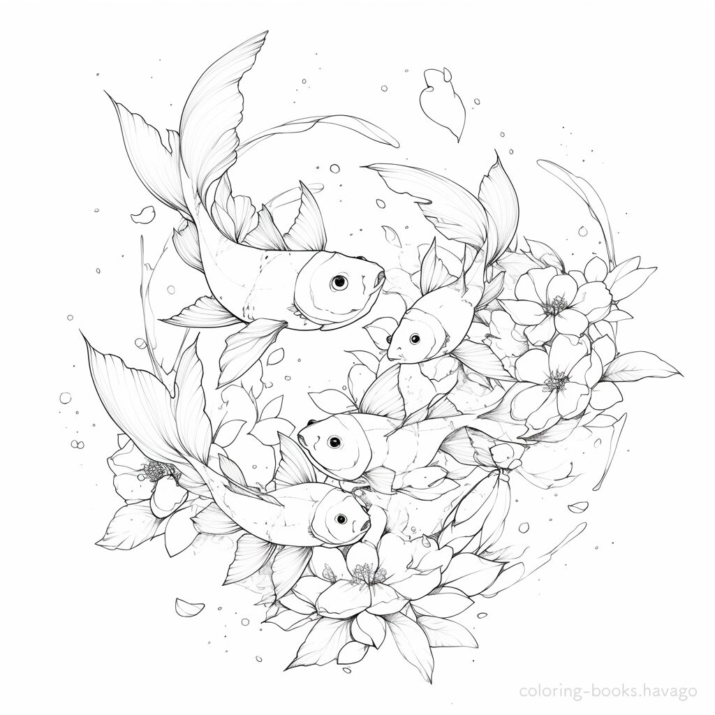 美しい魚 大人の塗り絵 | ハバゴ