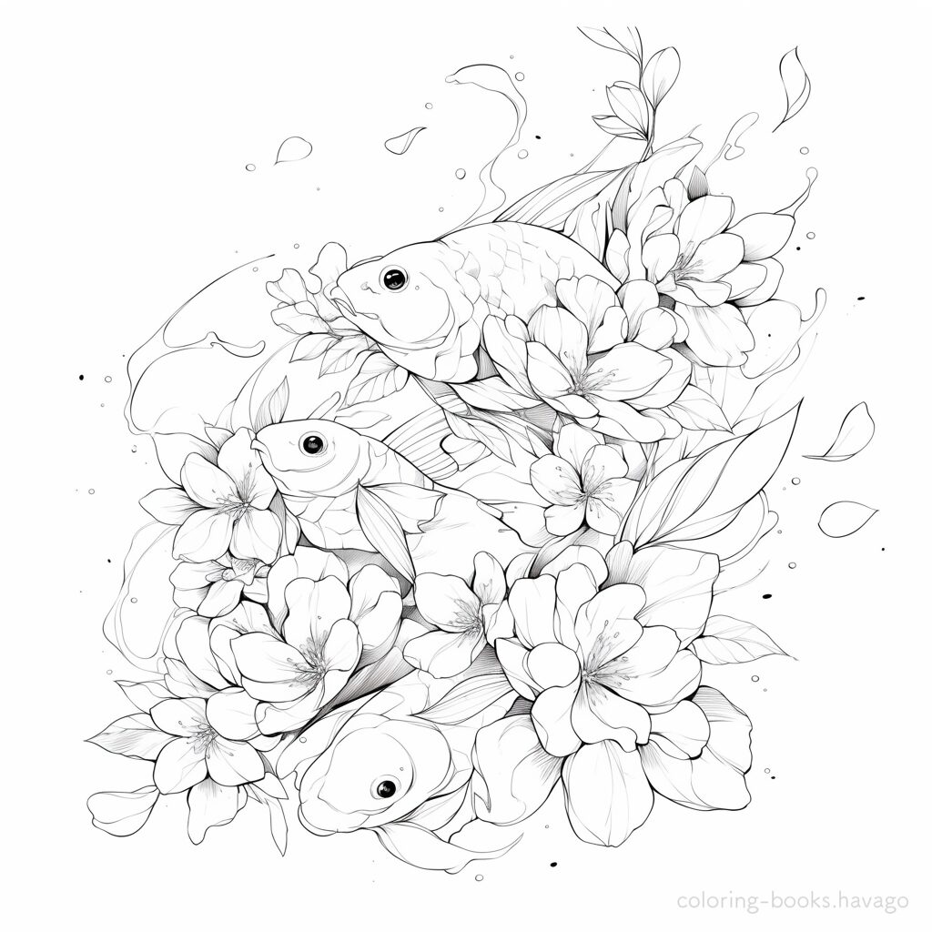 美しい魚 大人の塗り絵 | ハバゴ