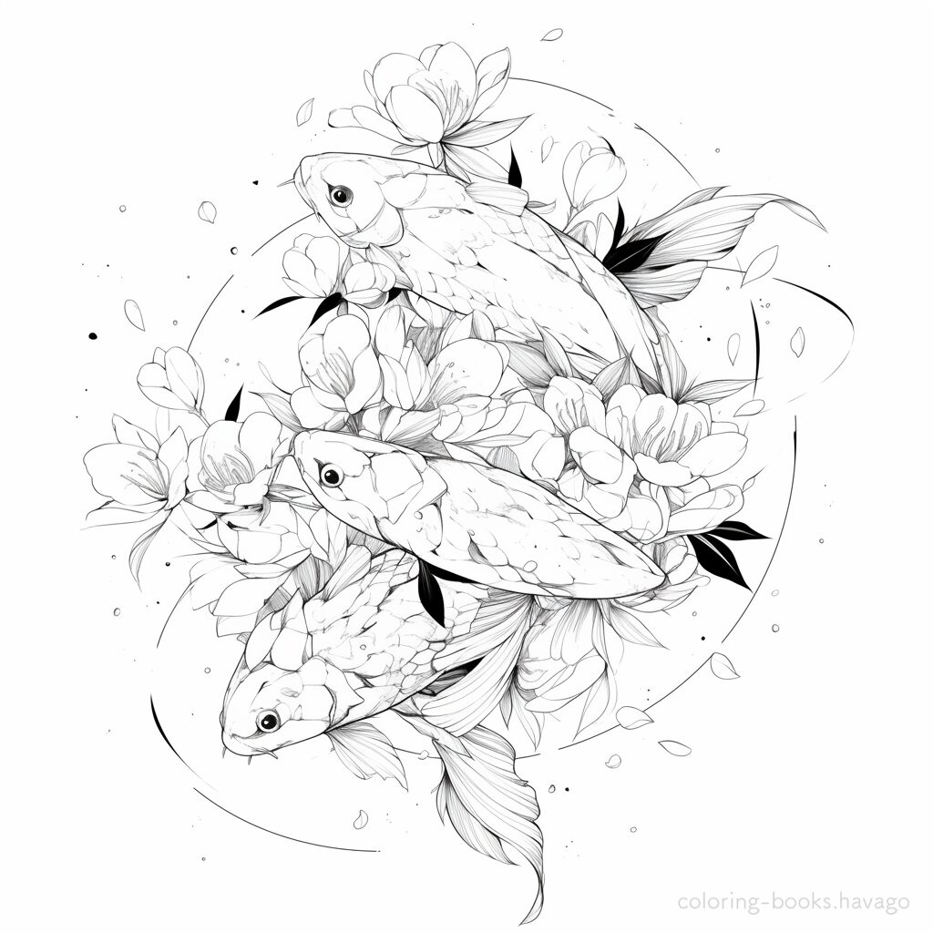 美しい魚 大人の塗り絵 | ハバゴ