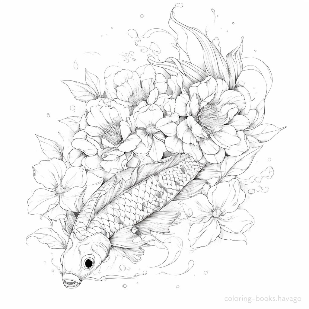 美しい魚 大人の塗り絵 | ハバゴ