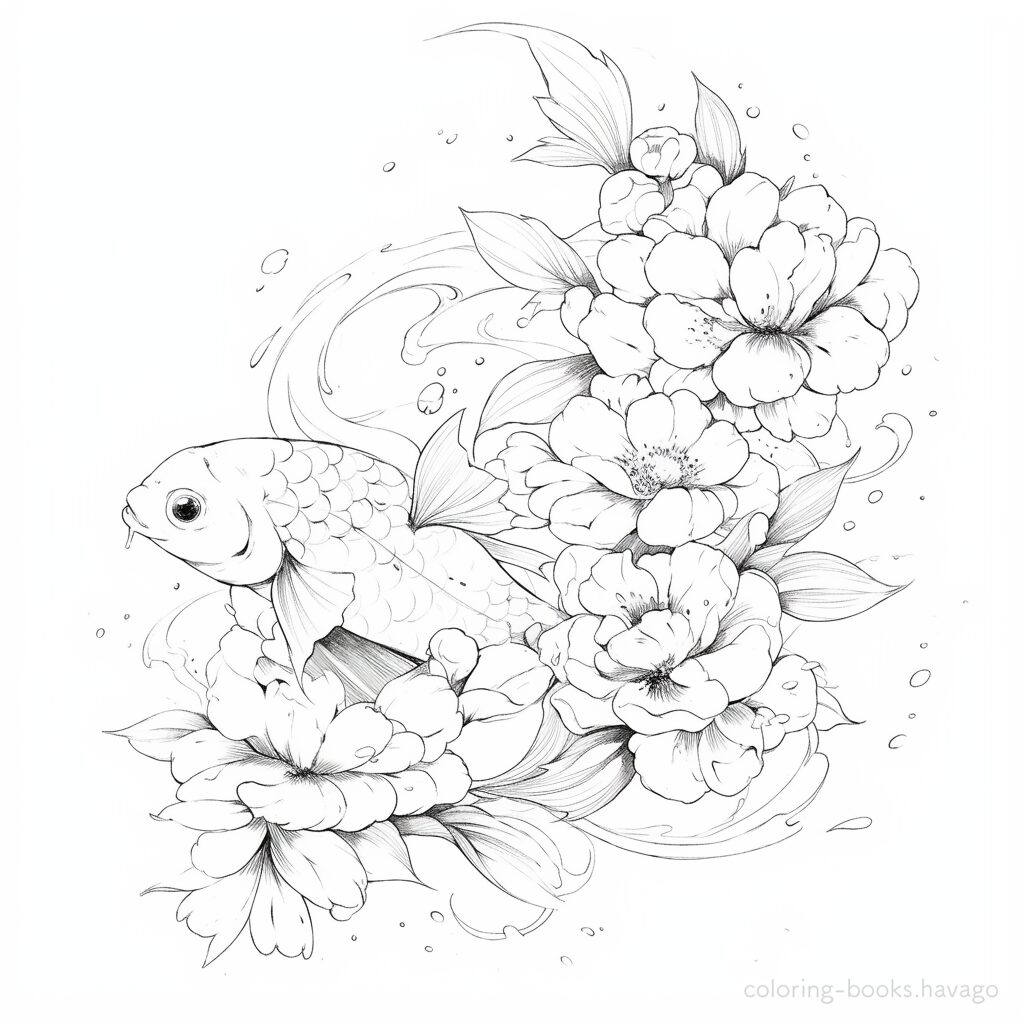 美しい魚 大人の塗り絵 | ハバゴ