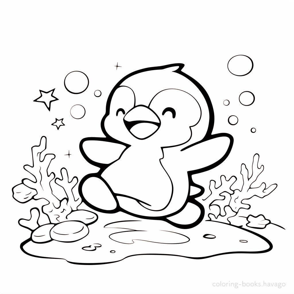ペンギンのぬりえ | ハバゴ