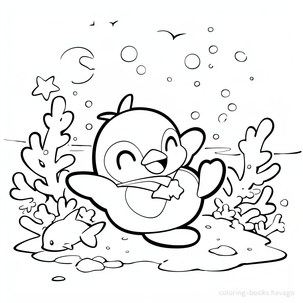 ペンギンのぬりえ | ハバゴ