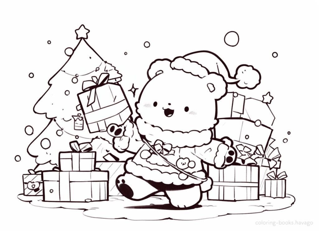 The bear coloring page found the gift he was looking for.| havago