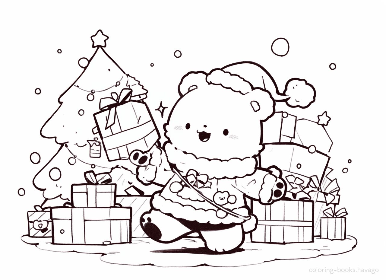 The bear coloring page found the gift he was looking for.| havago