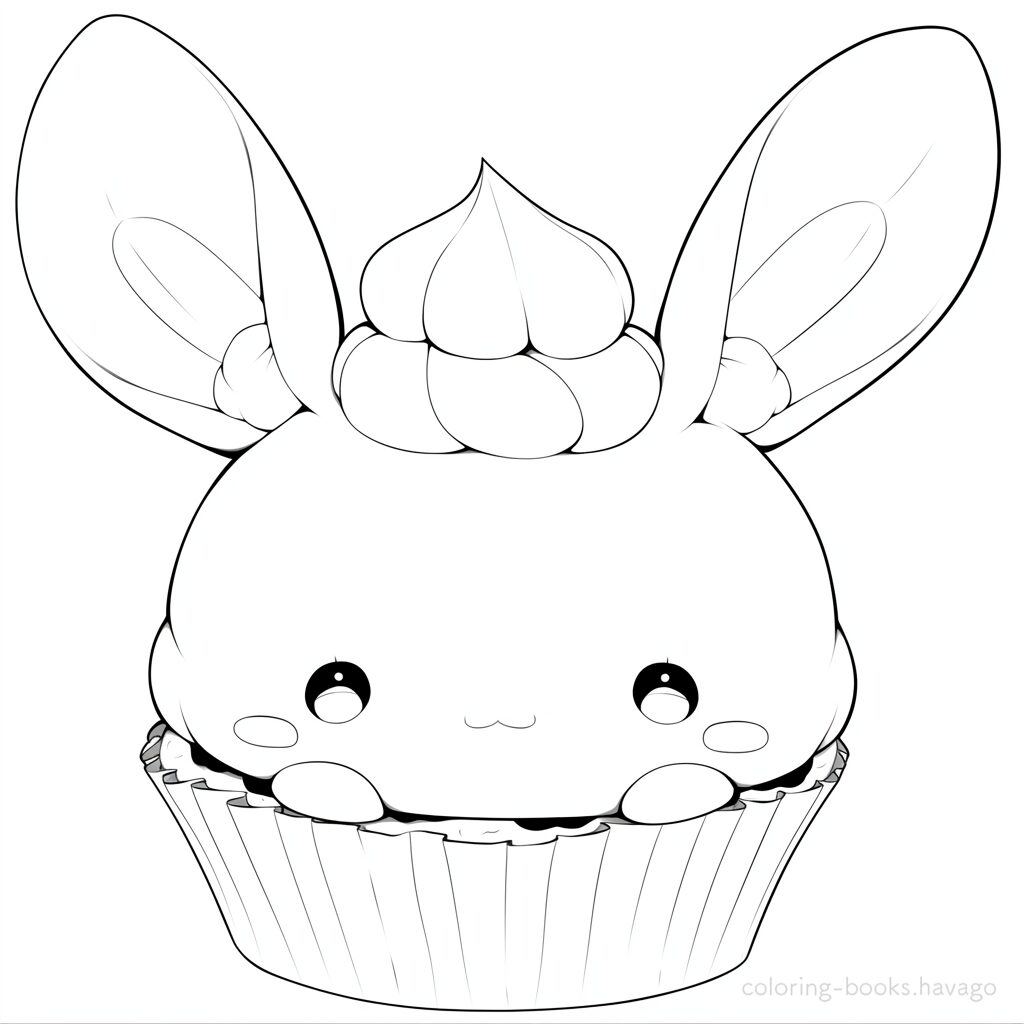 カップケーキになったのうさぎの塗り絵 | ハバゴ