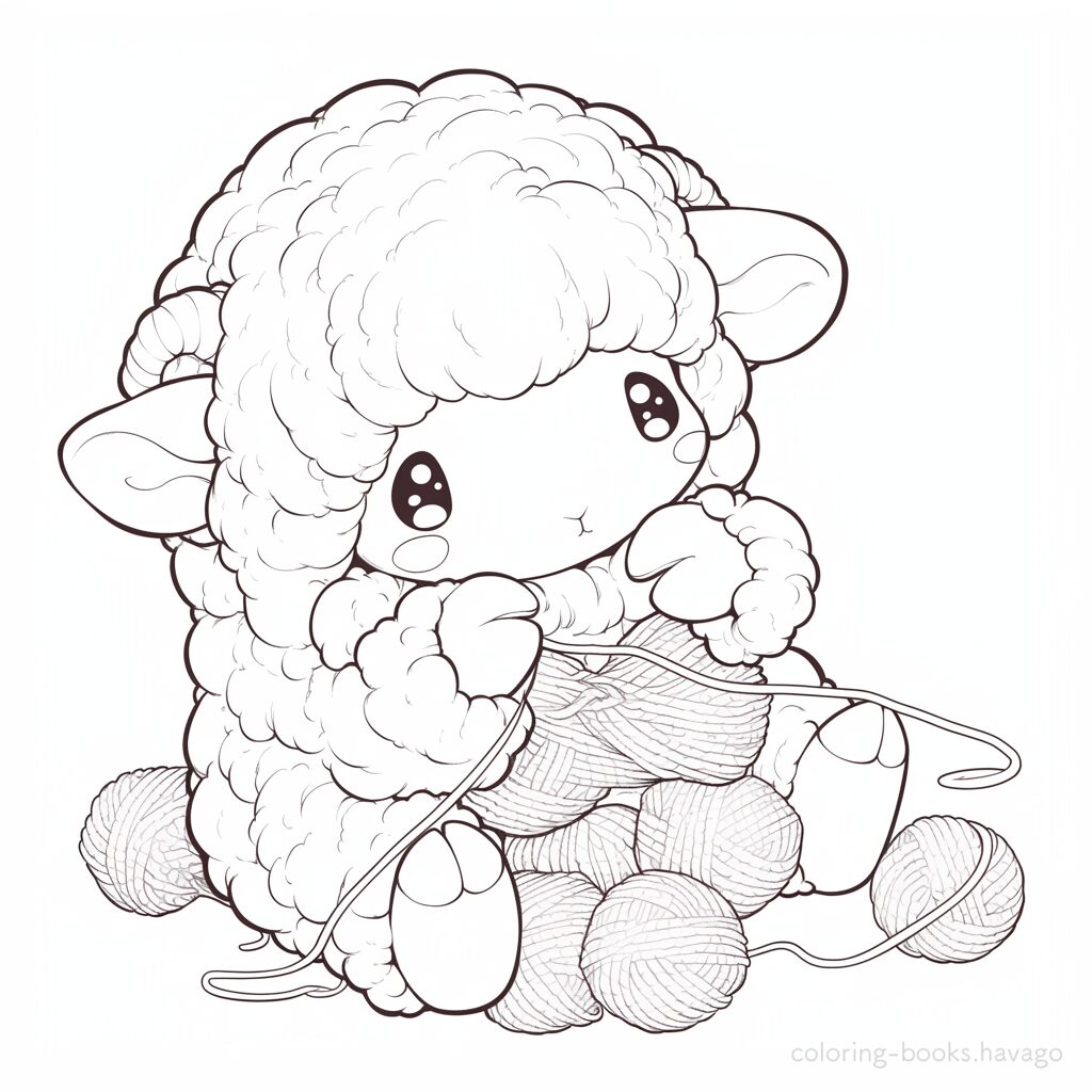 Sheep coloring page for making yarn balls. | havago