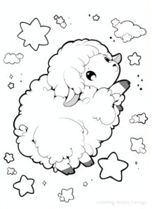 Painting of sheep flying softly through the night sky. | havago