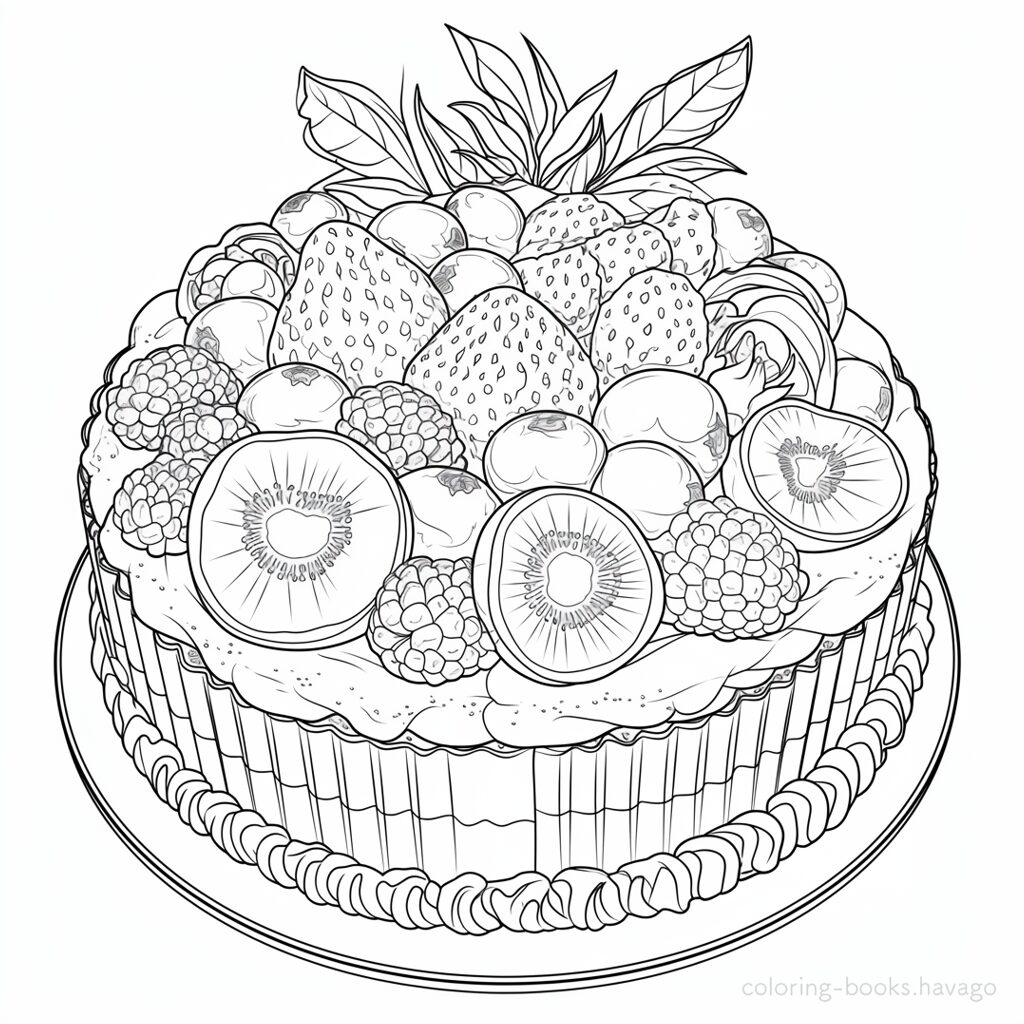 フルーツタルトの塗り絵 | ハバゴ