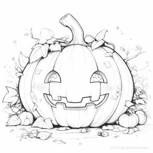 にっこり笑うジャック・オー・ランタンの塗り絵 | ハバゴ