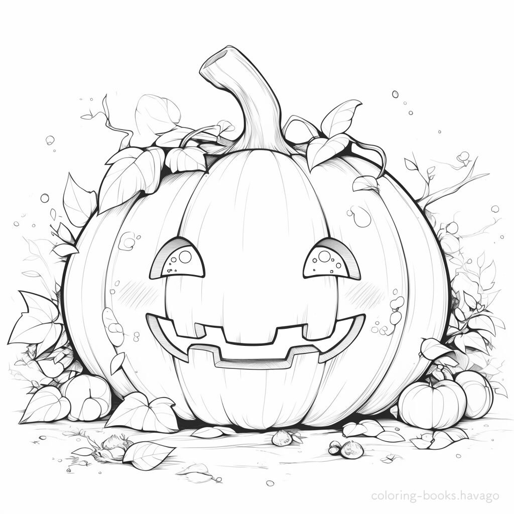 にっこり笑うジャック・オー・ランタンの塗り絵 | ハバゴ
