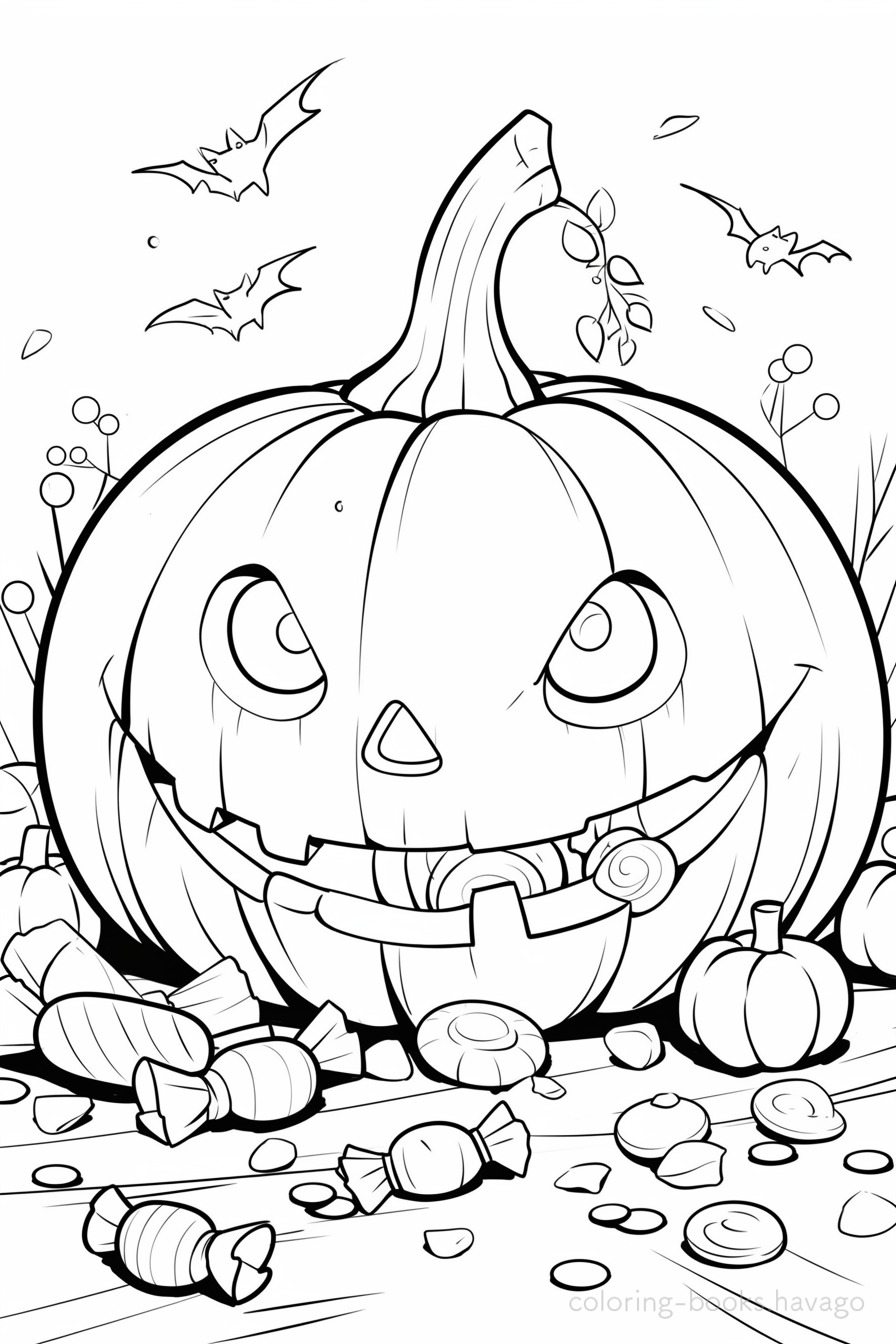 Slightly Scary Jack-o'-Lantern Coloring Page.