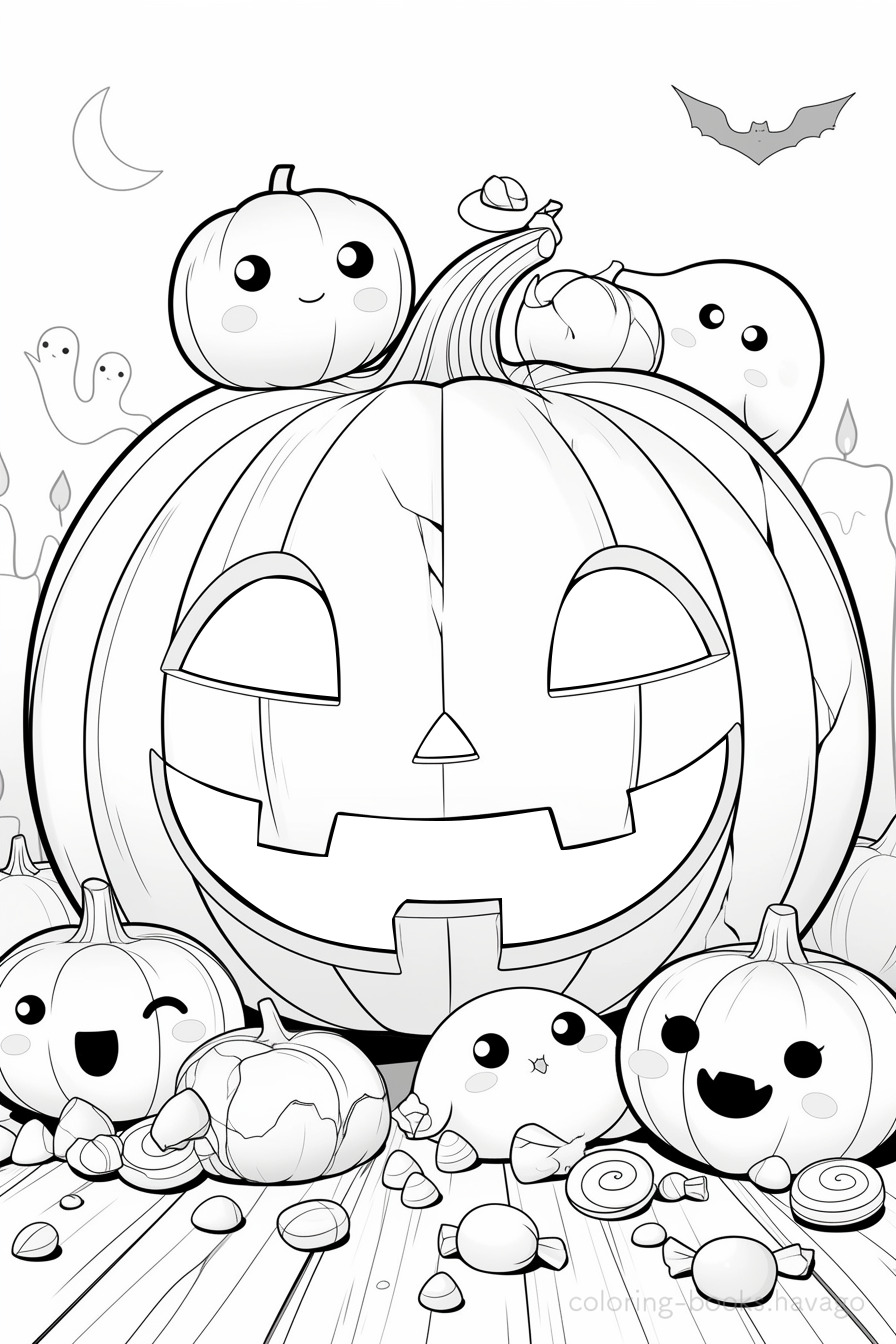 Cute little jack-o'-lantern Halloween coloring page.  | havago