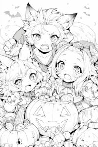 ハロウィンの仮装をした子供たちの塗り絵 大人の塗り絵 | ハバゴ