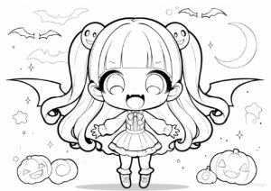 ドラキュラの女の子の塗り絵 | ハバゴ