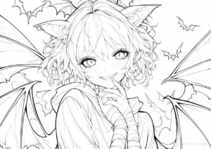 悪だくみするドラキュラの女の子の塗り絵 大人の塗り絵 | ハバゴ