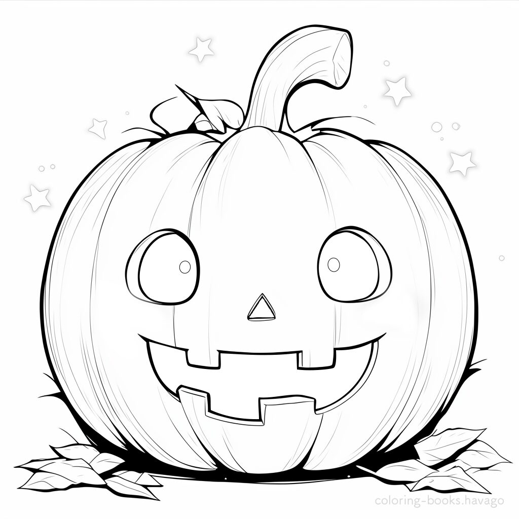 かわいいジャック・オー・ランタンの塗り絵 | ハバゴ