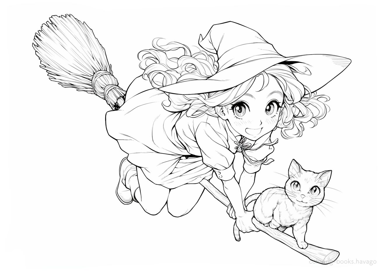 The Cat and the Flying Witch Coloring Book. | havago