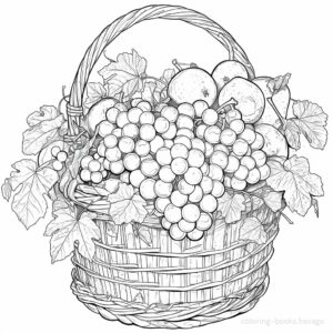 A coloring page of delicious-looking grapes that have been harvested. | havago