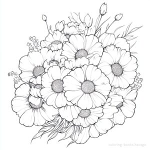 お花で作った手作りブーケの塗り絵 | ハバゴ