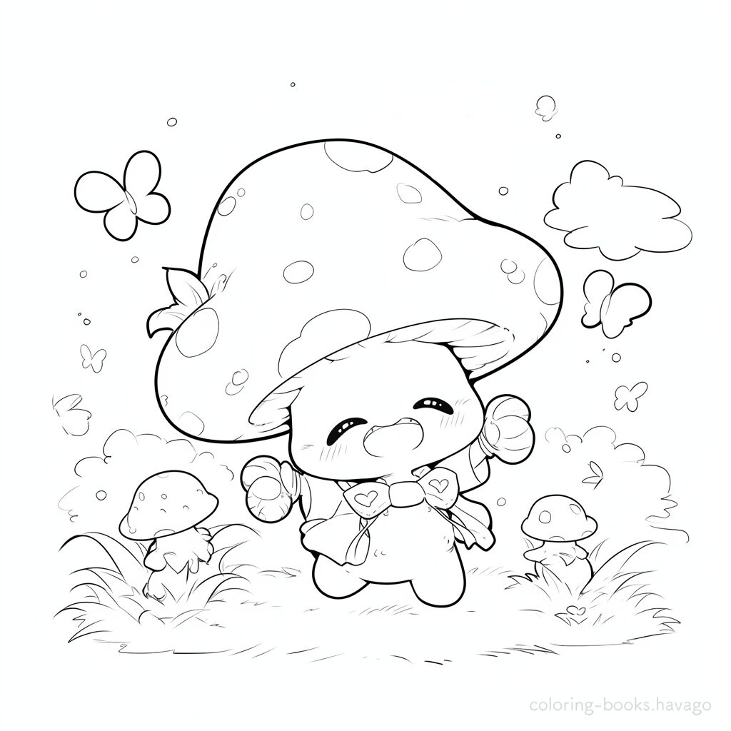 A vibrant mushroom boy coloring page. | havago