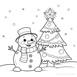 Snowman Happy About the Snowfall Coloring Page. | havago