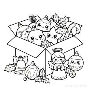 Ornaments in a Box Coloring Page. | havago