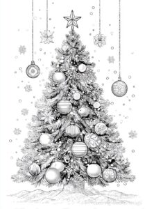 Shining Ornament Tree Coloring Page. | havago
