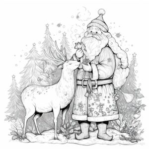 Reindeer Begging Santa for Treats Coloring Page. | havago