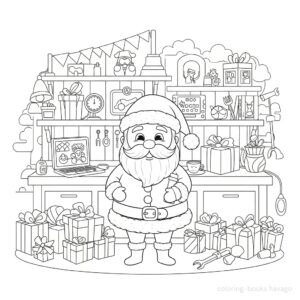 Santa Claus Making Presents Coloring Page. | havago