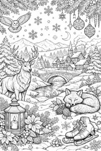 Beautiful Winter Scenery Coloring Pages. | havago