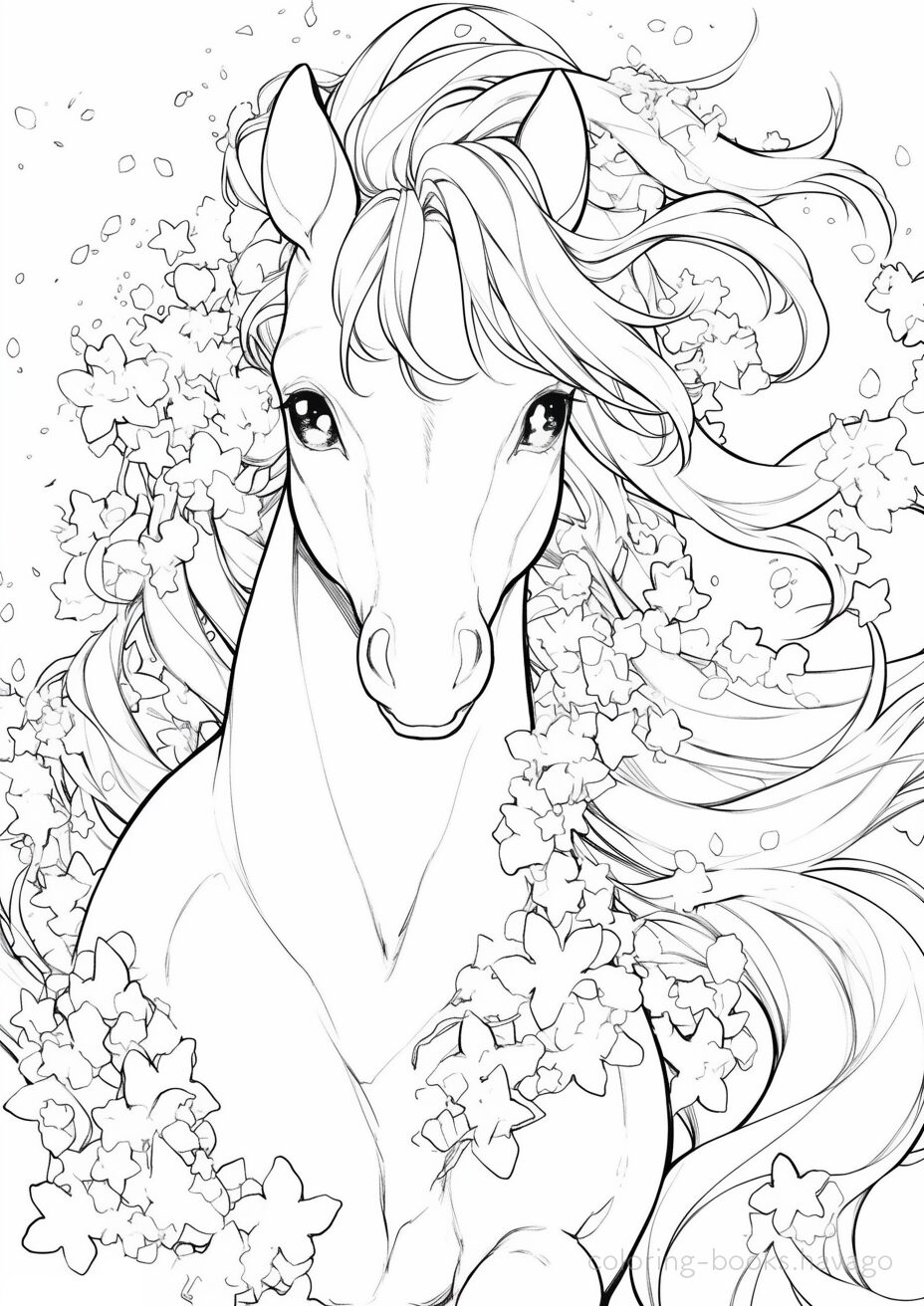 立髪が美しい馬の塗り絵。| ハバゴ