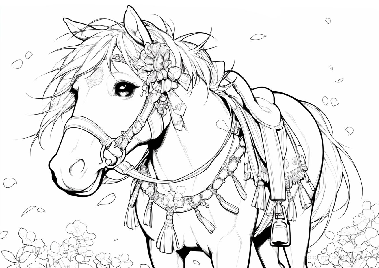 The Gentle-Eyed Horse Coloring Page. | havago