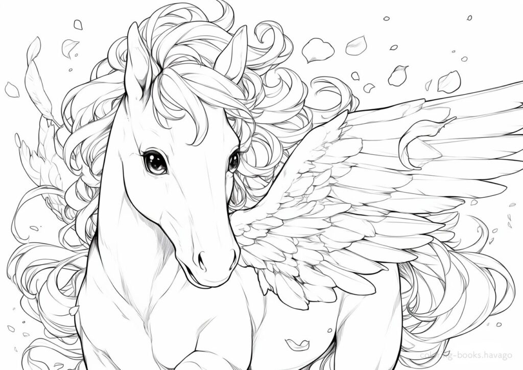 瞳が美しいペガサスの塗り絵。| ハバゴ