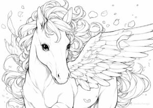 瞳が美しいペガサスの塗り絵。| ハバゴ