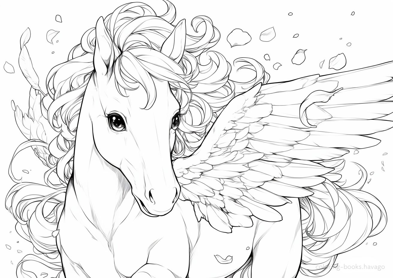 瞳が美しいペガサスの塗り絵。| ハバゴ