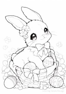 赤ちゃんイースターバニーの塗り絵。 | ハバゴ
