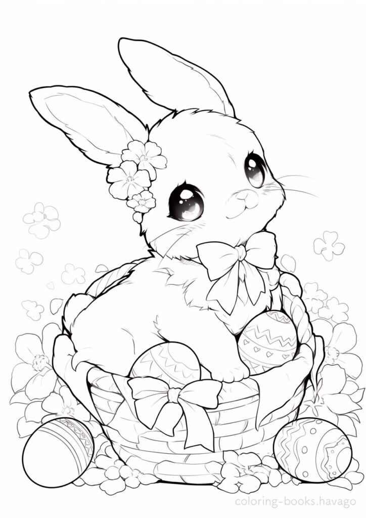 赤ちゃんイースターバニーの塗り絵。 | ハバゴ