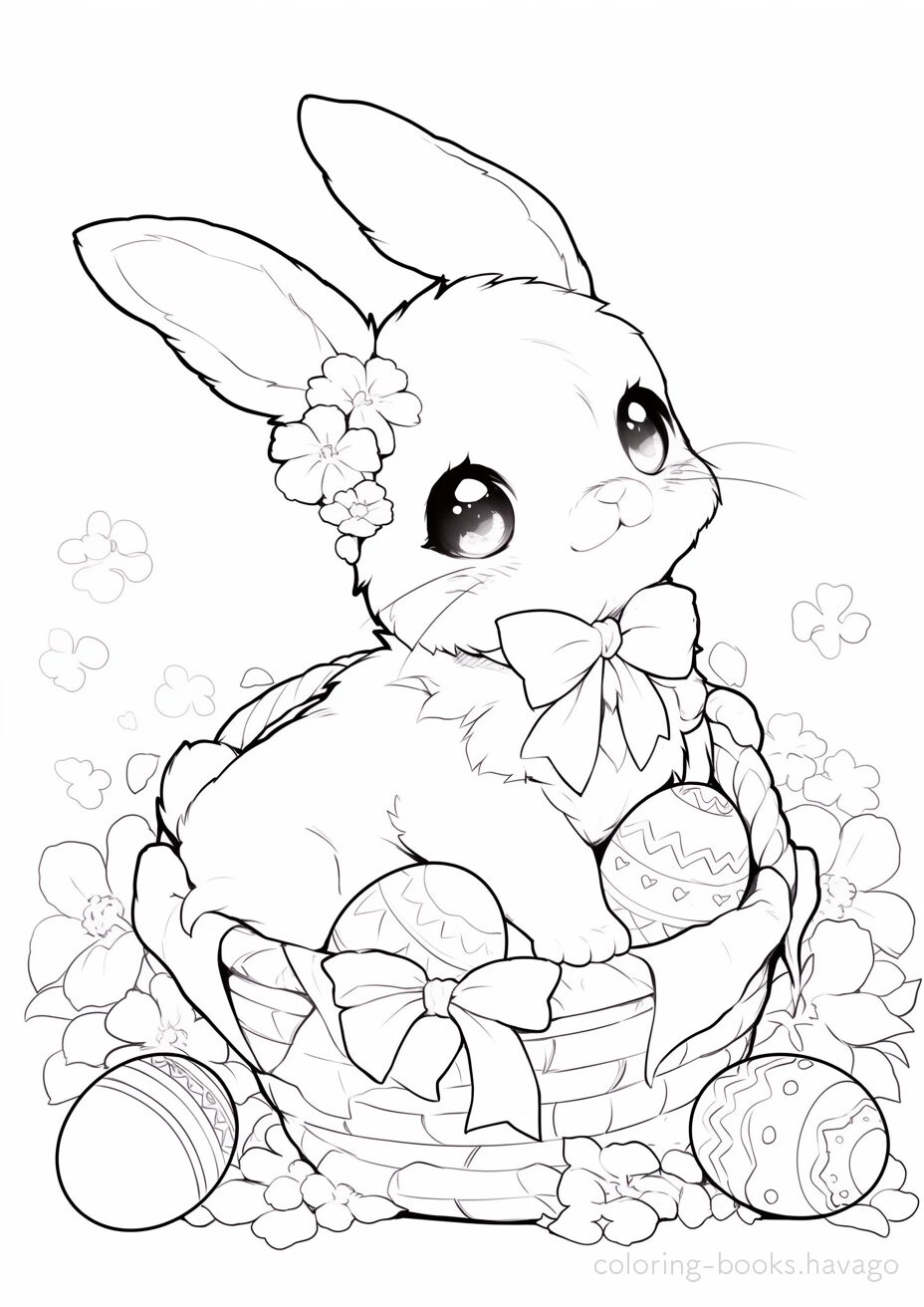 赤ちゃんイースターバニーの塗り絵。 | ハバゴ
