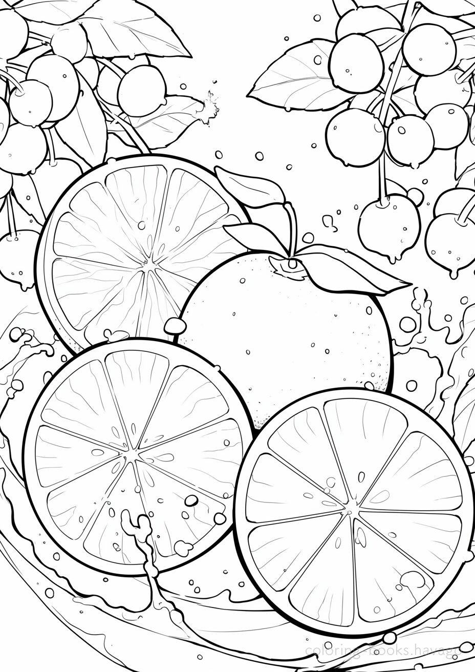みずみずしいオレンジの塗り絵です。 | ハバゴ