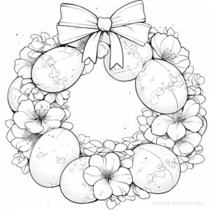 イースターエッグのリースの塗り絵。 | ハバゴ