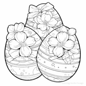 Easter Eggs Decorated with Flowers Coloring Page. | havago